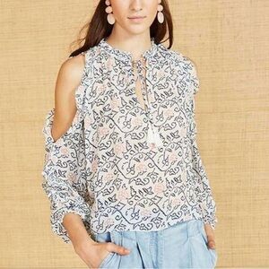Ulla Johnson NWT Dunia Cold Shoulder Silk Blouse Women’s 0 White Boho Resort
